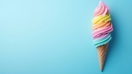 An inviting ice cream cone topped with various vibrant flavors, creating a delightful visual delight that invokes feelings of summer fun and indulgence.