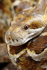 Fototapeta premium CloseUp of Python Head with Intense Gaze – World Snake Day