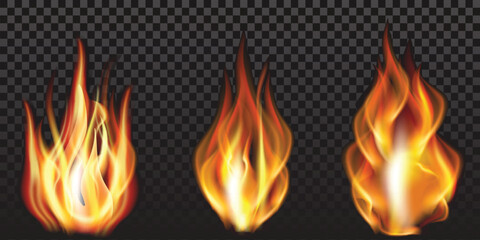 Fire flames and sparks vector on black background