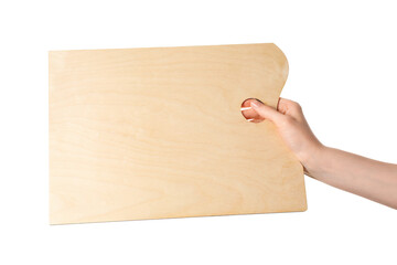 Obraz premium Artist with empty palette on white background, closeup