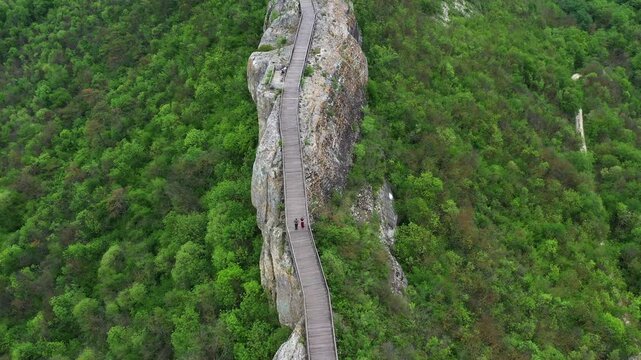 Aerial view to medieval fortress of Ovech near to Provadia town, Bulgaria