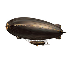 Vintage zeppelin airship silhouette isolated on transparent background