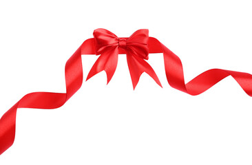 One beautiful red bow on white background