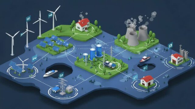 Isometric Game Map with Digital Terrain and Structures
