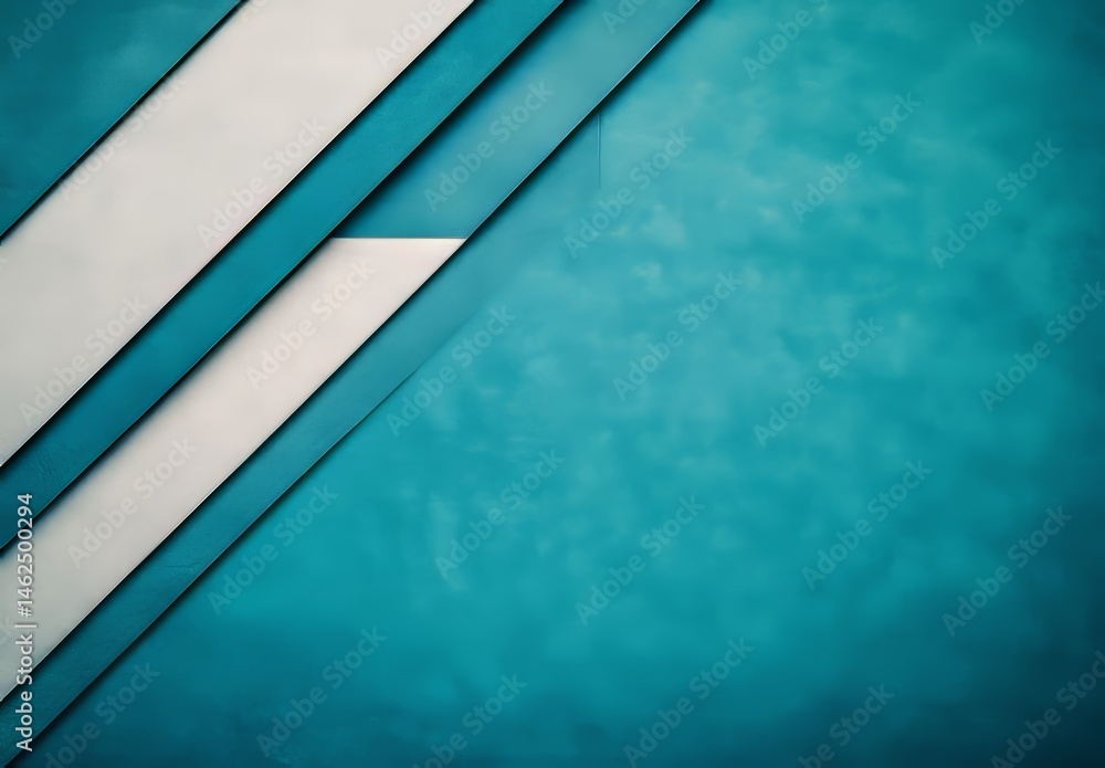 Poster the abstract composition features geometric shapes juxtaposed with white paper on a background of te