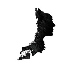 Rhode Island map silhouette using e learning play list icon layout white