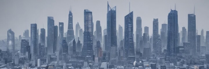 Fototapeta premium Blueprint city skyline, intricate lines, architectural detail, abstract, white, technical drawing