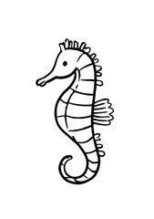 Fototapeta premium Minimalist vector illustration of a charming seahorse, perfect for marine-themed designs, educational materials, or children's projects. Ocean life, aquatic, sea creature graphics.
