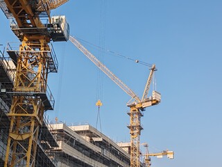 Under construction residential building with Concreate Block structure and Fixed Tower...