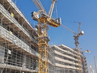 Under construction residential building with Concreate Block structure and Fixed Tower...