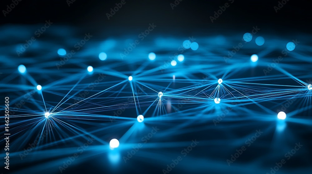 Poster high-tech network visualization with connected points