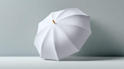 Elegant White Folded Umbrella on Soft Background Perfect for Minimalistic Design and Weather Themes