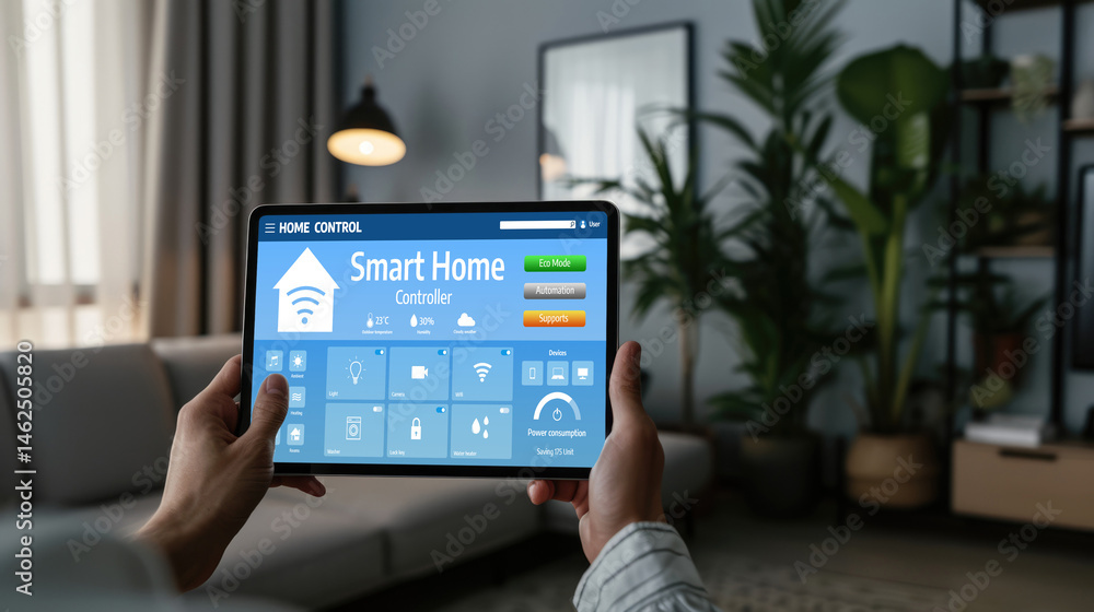Poster smart home technology, centric remote control system with digital dashboard for air conditioning, sa