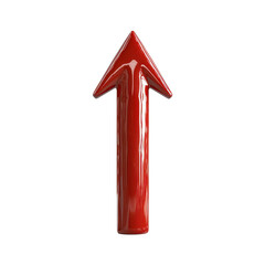 Glossy Red Arrow Points Upward Representing Growth, Direction, Progress, Movement, Success, and Achievement in Design on transparent background