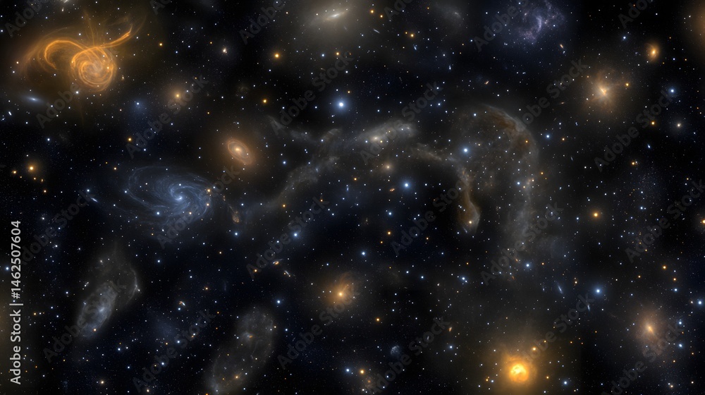 Poster deep space view of countless celestial bodies.