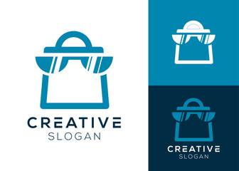 Sunglasses with shopping bag logo design for shopping and online shop