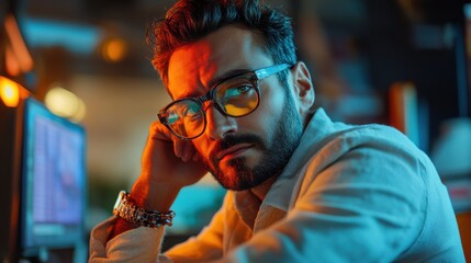 Friendly office call pose