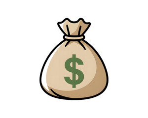 Simple Illustration of a Money Bag with Dollar Sign