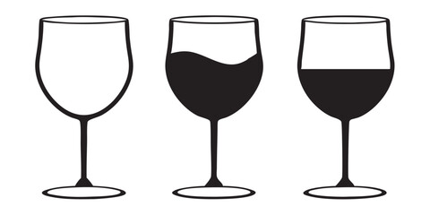 set of wine glass vector silhouette, wine glass icon vector illustration