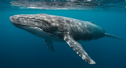 Obraz premium Humpback Whale Swimming Underwater