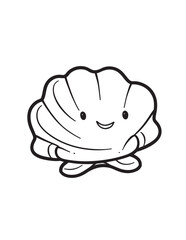 Smiling Seashell Line Art Coloring Page