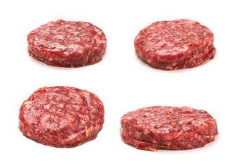 Raw minced beef isolated on white background.