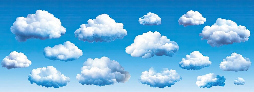 Fluffy white clouds scattered across a vibrant blue sky (3) - Powered by Adobe