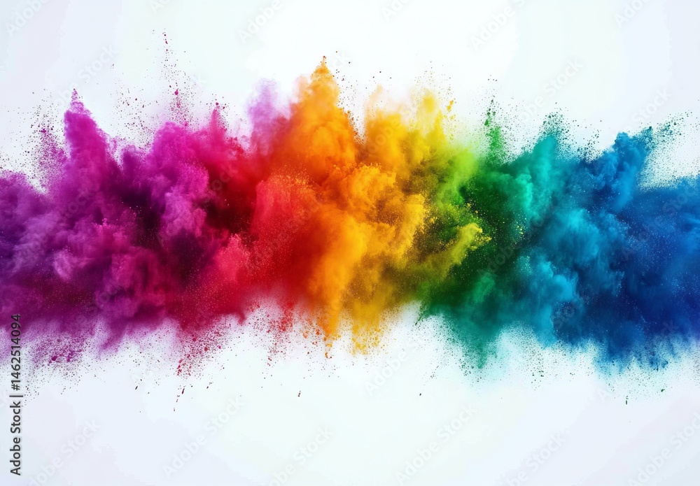 Aufkleber isolated on white, an exploding cloud of colorful powder creates a design resembling a splash of rai