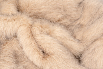 Texture of faux fur as a background, top view.