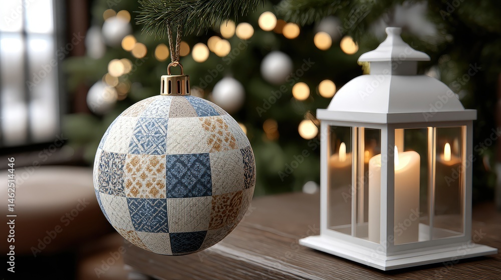 Poster traditional christmas lanterns adorned with elegant patterns and shimmering lights hang beautifully 