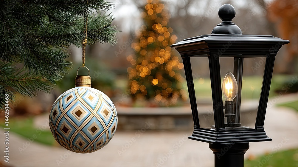 Poster traditional christmas lanterns adorned with elegant patterns and shimmering lights hang beautifully 
