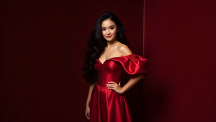 Fototapeta premium young woman in red dress