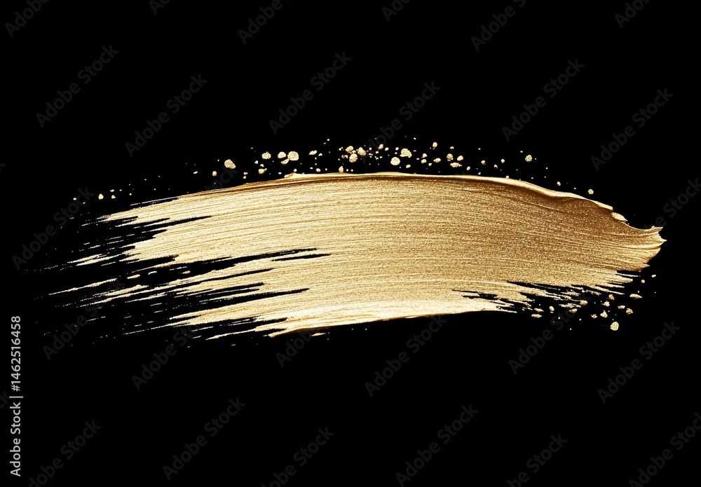 Poster abstract artistic texture featuring a gold paint splash on a black background with a unique liquid s