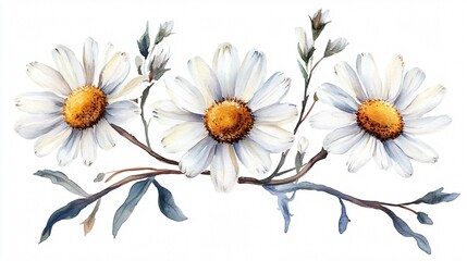 Obraz premium Vibrant Watercolor Daisy Flower Illustration for Design Projects
