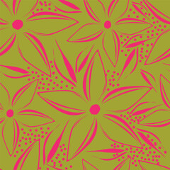 Elegant trendy vector ditsy floral seamless pattern design of beautiful abstract flowers and leaves. Foliage repeat texture background. Suitable for wallpaper, surface printing and textile
