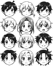 set of funny faces