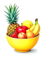fruit bowl isolated on white