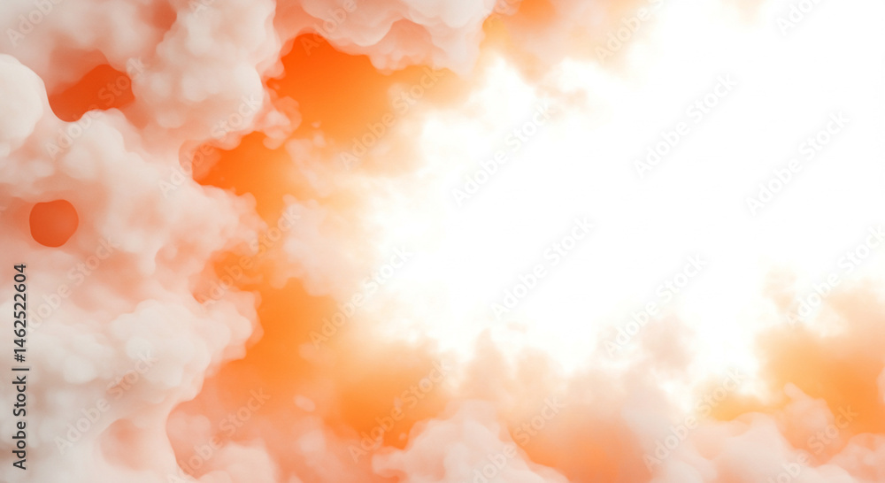 Poster abstract orange and white cloudscape background with dynamic smoke effect