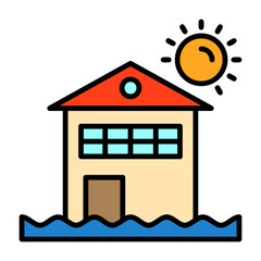Beach house Flat Vector Icon