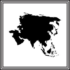 Asia Map Silhouette &ndash; Black Vector Outline of the Asian Continent for Education, Travel Prints, Minimalist Wall Art, and Graphic Design Projects