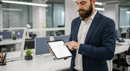 Fototapeta premium Businessman using tablet in modern office environment 