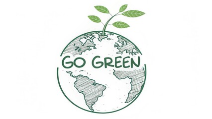 Go Green Sketch Globe Sprout
