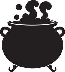 witch cauldron silhouette, witch cauldron poison brew vector silhouette  on a white background 