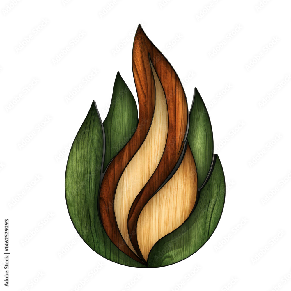 Aufkleber abstract flame design with layered wooden textures and organic shapes element