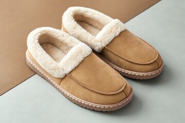 Cozy suede slippers with fluffy lining perfect for relaxing evenings Soft warm and comfortable