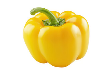 A yellow bell pepper close up on transparent background
