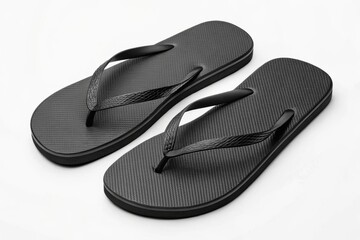 Simple Black Flip Flops Minimalist Summer Sandals Perfect Beach Footwear Clean Design Flat Lay