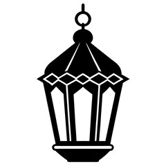 Black ramadan lanterns. Fanous line lantern, arabic lamps silhouettes