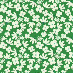 Obraz premium Cute floral pattern. Seamless vector pattern. Elegant template for fashion prints. Small pink and blue flowers for folk print. White background. Stock vector