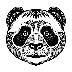 a cute panda head face vector art silhouette 